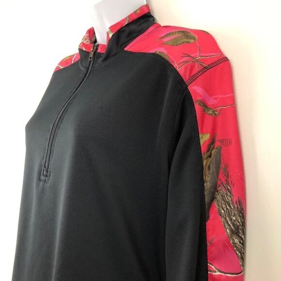 Mountainaire Realtree Size XL 1/4 Zip Pullover With Pink Camouflage Sleeves! - Picture 4 of 7